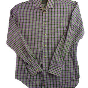Thomas Dean Mens Shirt M Medium Purple Green